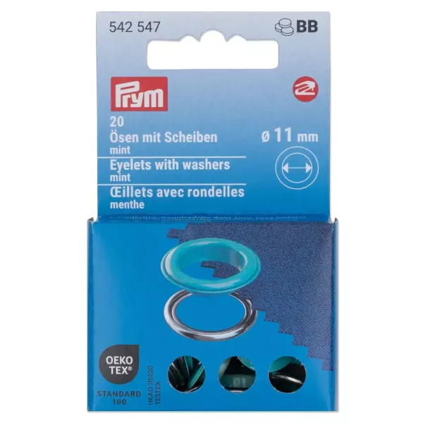 20 Ösen mit Scheiben 11mm mint - für das Prym Vario Creative Tool