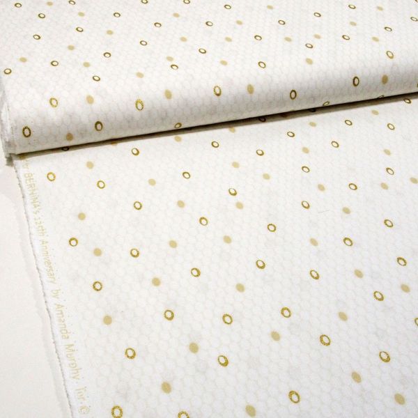 Baumwolle Ovals Punkte weiß gold - Jubilee für Berninas 125th Anniversary