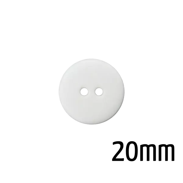 Weißer Knopf 20 mm aus Polyester mit 2 Löchern