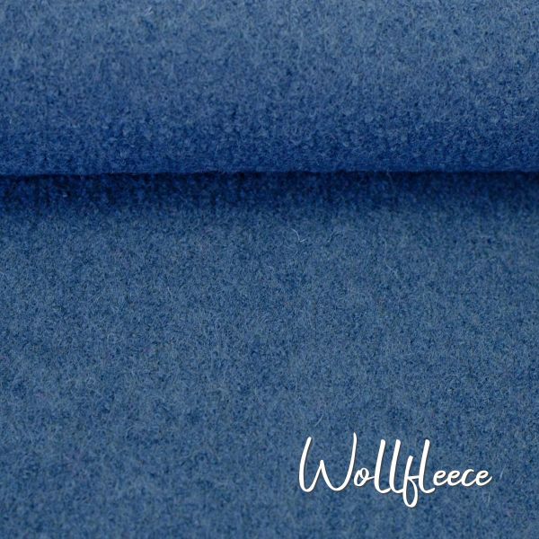 Wollfleece blau aus 100% Schurwolle - hochwertiger Wollstoff Nena von Swafing