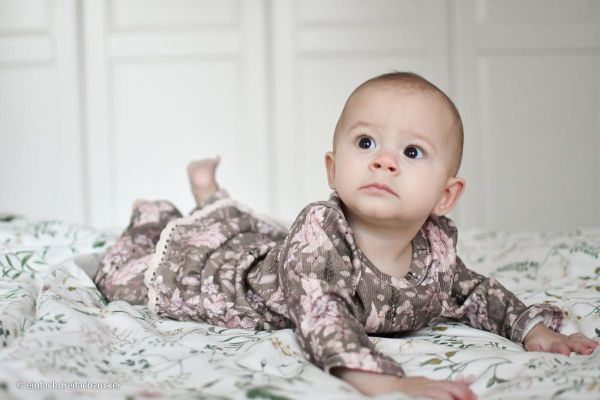 Rippjersey Blüten Gräser khaki taupe – Serie Garden Vibes by Cherry Picking von Swafing