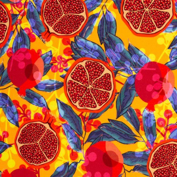 Double Slub Musselin Granatapfel gelb orange – Double Gauze Pomegranate by Swafing