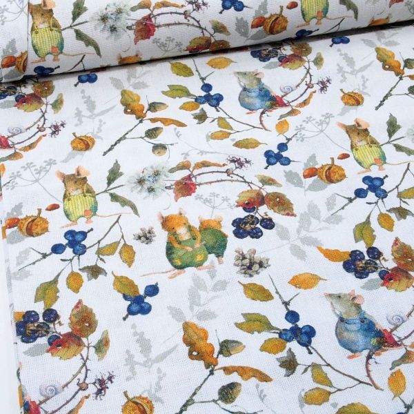 acufactum Heckenmäuse - Baumwolle mit kleinen Mäusen