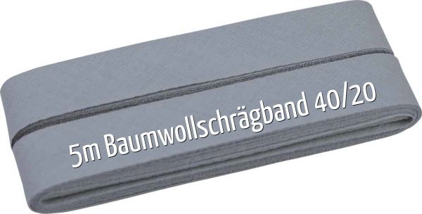 5m Schrägband aus Baumwolle blaugrau - Baumwollschrägband 40/20/10