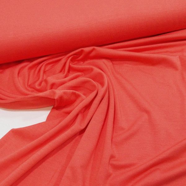 Viskose Jersey knitterfrei aus Bambus lachs coral - cold bamboo jersey knit