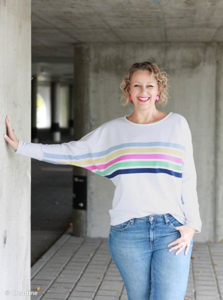 French Terry Panel Simply Stripes weiß bunt – Streifen Sommersweat
