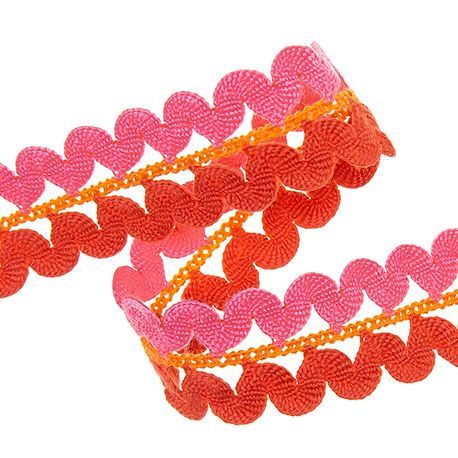 Doppel Zackenlitze 20mm breit rot pink – Borte Spitze Zackenband