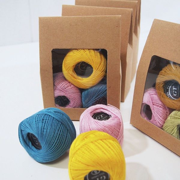 Stickgarn Set gelb türkis rosa - Baumwollgarn 3x60m - Sticktwist zum Sticken & Häkeln