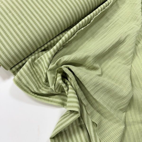 Doubleface Musselin Salbei Grün gestreift