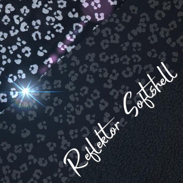 Softshell Leo Animal Print schwarz Reflektor Magic – reflektiert Licht im Dunkeln