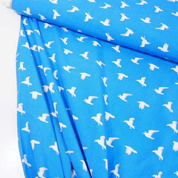 Sommerstoff Möwe blau – maritimer luftig leichter Blusen & Kleiderstoff
