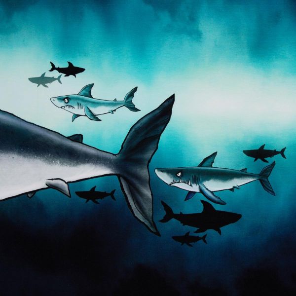 French Terry Big Shark Tank - großer Hai - Salty Soul by Thorsten Berger - 85cm Panel