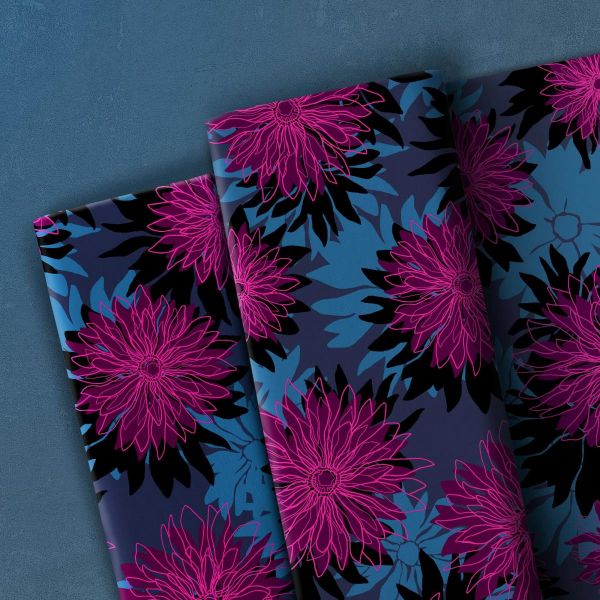 Viskose Kleider & Hosenstoff Blüten blau violett - Asteria by Thorsten Berger von Swafing