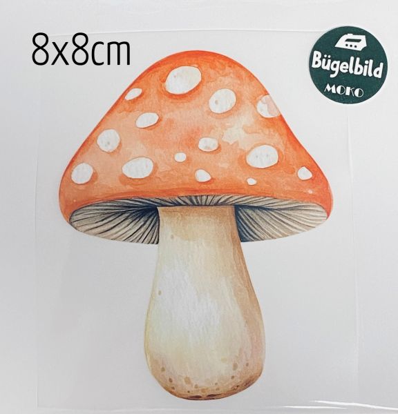 Bügelbild kleiner Fliegenpilz rot 8x8cm