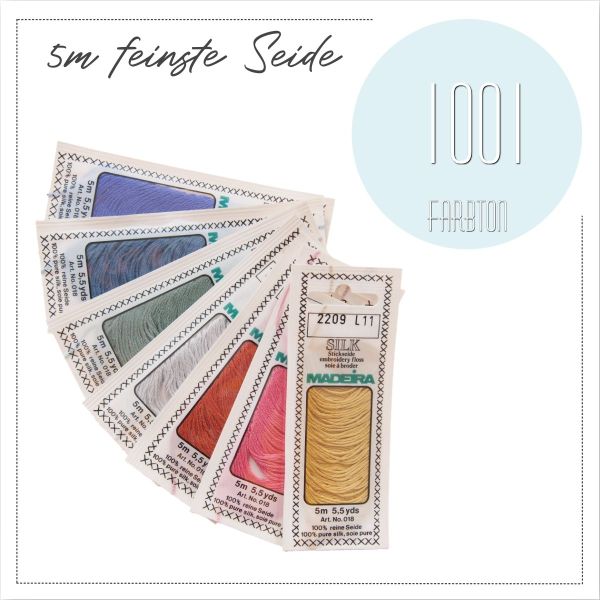 Stickgarn Madeira Silk hellblau 1001 - Sticktwist aus feinster Seide zum Sticken und Applizieren