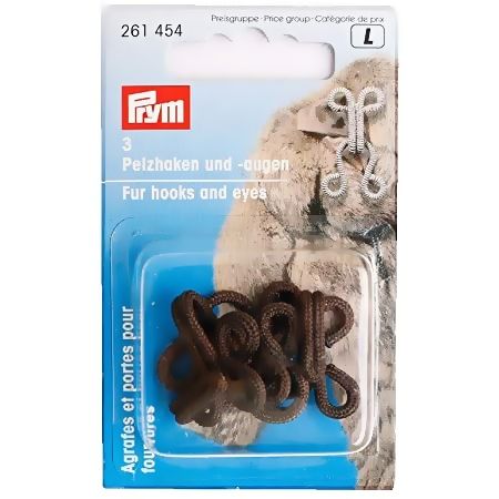 3 Pelzhaken & -augen von Prym in braun - Verschluß Haken Öse für Mantel & Jacke
