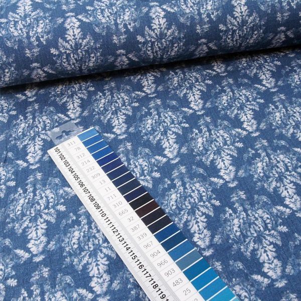 Baumwolle Musselin Vintage Ornamente Tapete blau – Double Gauze vintage wall