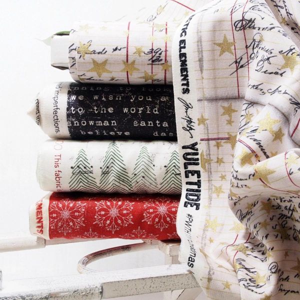 Baumwolle Tannenbäune Noten Retro Vintage - Yuletide Tim Holtz Holiday Symphonie multi