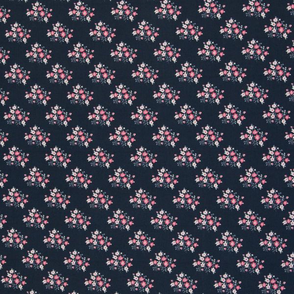 Baumwollstoff Floral Romance dunkelblau rosa • Blumenbouquets von Swafing