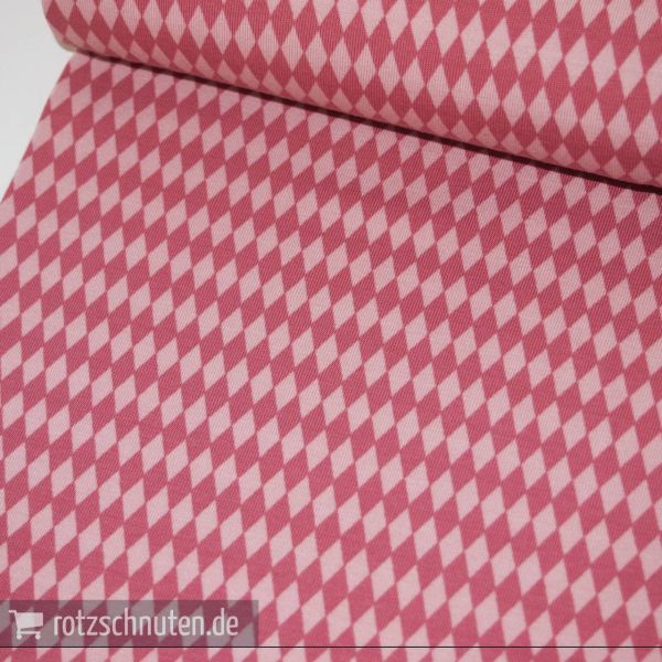 Baumwolljersey HARLEKIN Karo Rauten altrosa beere