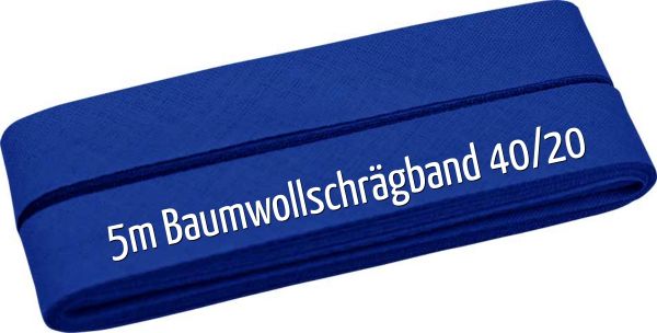 5m Schrägband aus Baumwolle royalblau - Baumwollschrägband 40/20/10