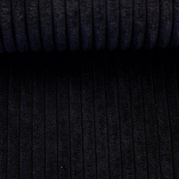 Samtcord uni schwarz – robuster Breitcordstoff für Möbel & Taschen Wanja von Swafing