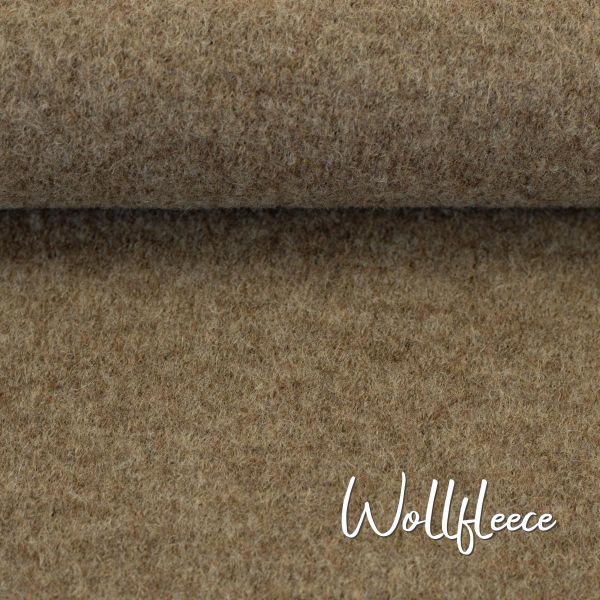 Wollfleece beige meliert aus 100% Schurwolle - hochwertiger Wollstoff Nena von Swafing