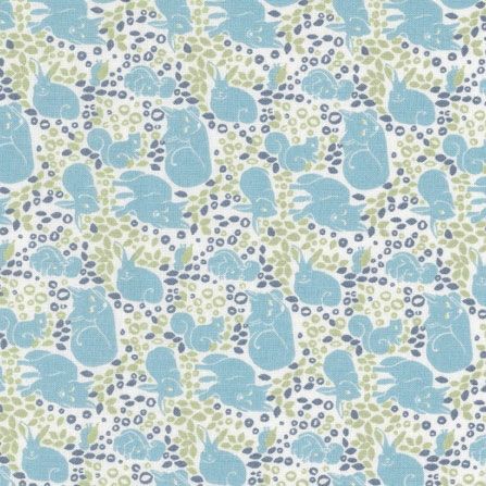 Baumwolle kleine Hasen hellblau grün weiß - Serie Kitzbühel von Westfalenstoffe