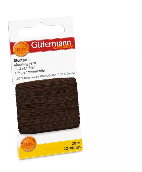 20m Gütermann Stopfgarn dunkelbraun – 100% Baumwolle für Reparaturen & Handarbeiten