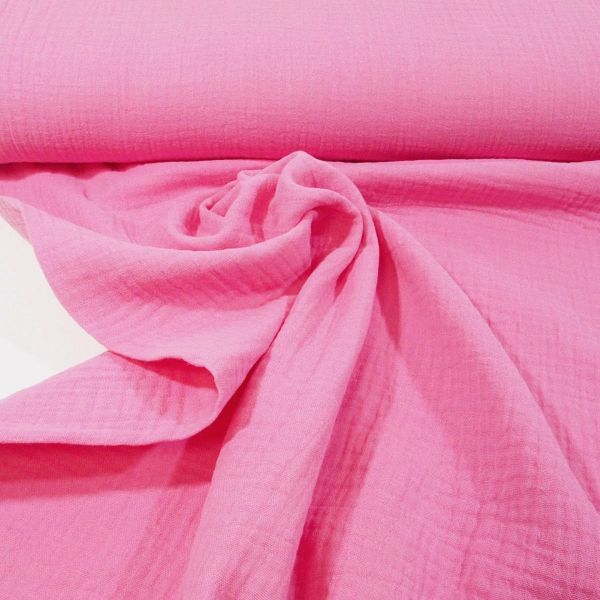 Baumwolle Musselin uni kräftiges rosa - Double Gauze Muslin pink