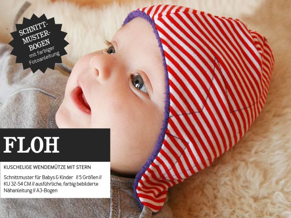 Schnittmuster Kids FLOH • Wendemütze mit Stern von Studio Schnittreif • in 6 Größen