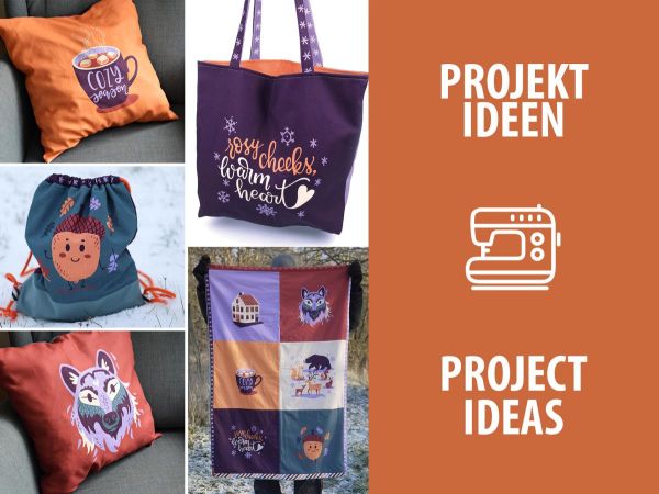 DIY Set Kissen Taschen Rucksack Quilt nähen - Baumwolle Rosy Cheeks 95cm Rapport Winter Wunderland