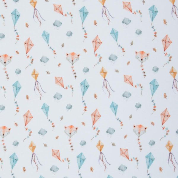 Double Slub Musselin Fuchs Drachen weiß bunt – Double Gauze Wild & Airy by Swafing