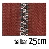 Reißverschluss Profil 5mm rotbraun silber teilbar 25cm lang für Jacken und Westen