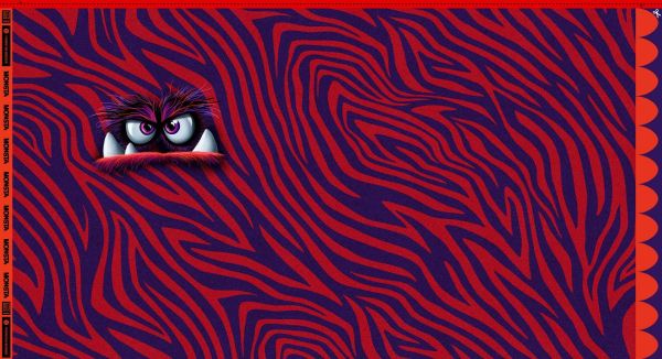 French Terry Monster rot violett - Serie Monstal by Thorsten Berger - 85cm Panel