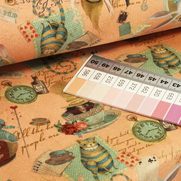 Baumwolljersey Alice im Wunderland apricot - Jersey Alice in Wonderland
