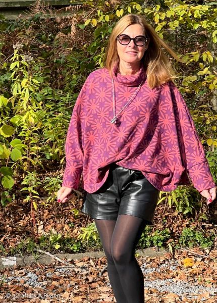 Kuschel Jacquard Jersey Sonne beere – Kuschelstrick Herbst von Swafing