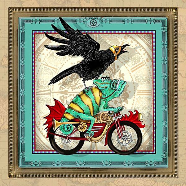 Baumwolle Steampunk 8 Tierbilder - Fantasy & Fiction Panel 60x110cm