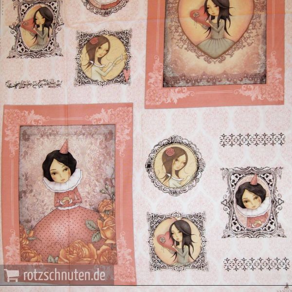 60cm Baumwolle Panel Santoro Mirabelle All For Love – Mädchen in Rahmen rosa