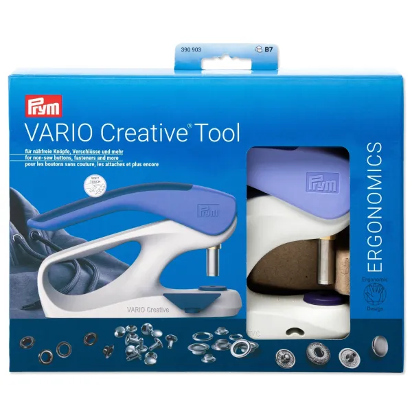 PRYM Vario Creative Tool für Ösen Nieten und Druckknöpfe flieder - mit Lochwerkzeug Starter Set
