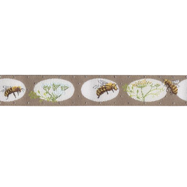Webband mit Bienen und Kräutern - Bienenglück - von Acufactum beige 16mm