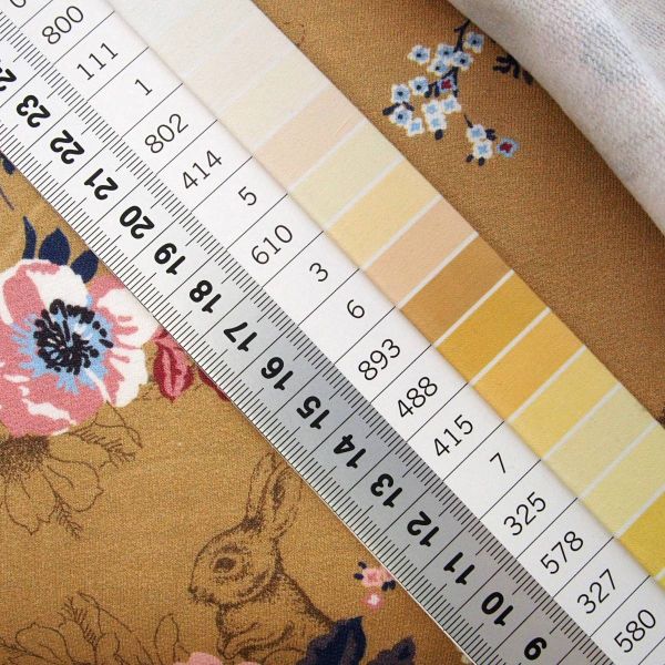 Sweat Blüten Hase Schwan senf ocker – French Terry Hannes von Swafing