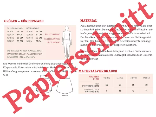 Schnittmuster Kids EVA • Jerseyrock mit Krempelbund von Studio Schnittreif • Gr. 110/116 bis 146/152