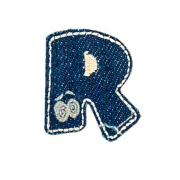Jeans Buchstabe R zum Aufbügeln - ABC Applikation Bügelbuchstaben