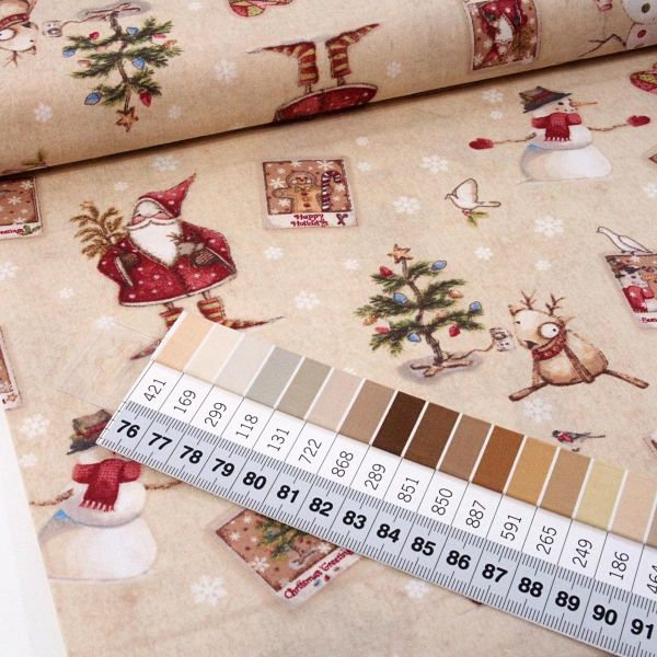 Baumwolle Weihnachtsmann Schneemann Rentier Santa - Postcard Christmas by Clothwork