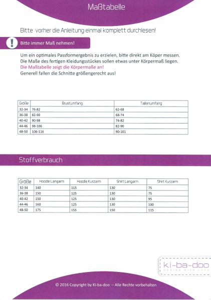 Schnittmuster SPORT Hoodie Shirt von KiBaDoo