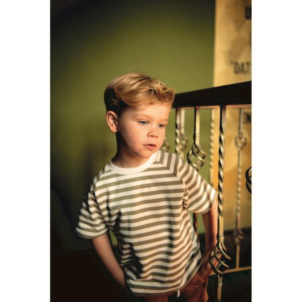 French Terry Streifen terracotta creme - Sommersweat Yarn Dyed Stripes light brown offwhite