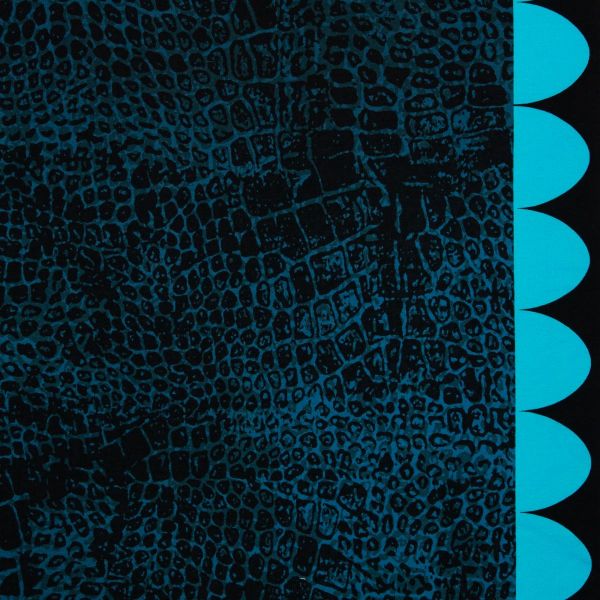 French Terry Kroko Optik petrol blau - Kombistoff Monsta by Thorsten Berger