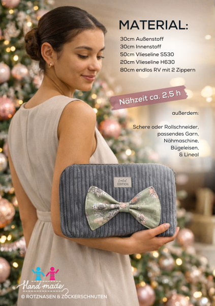 Bow Bag Nähanleitung – Clutch & Kosmetiktasche mit Schleife