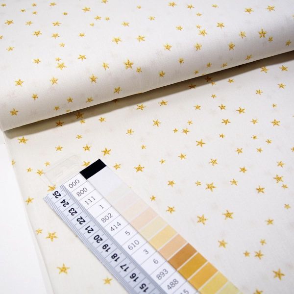 Baumwolle Sterne creme weiß gold - Winter Weihnachten Christmas Stars